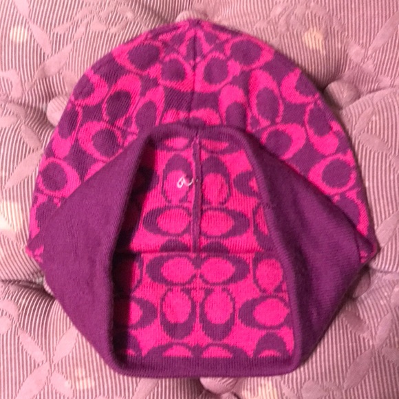 Coach Purple and Fuschia Pink Scarf and Hat Set - Picture 3 of 8